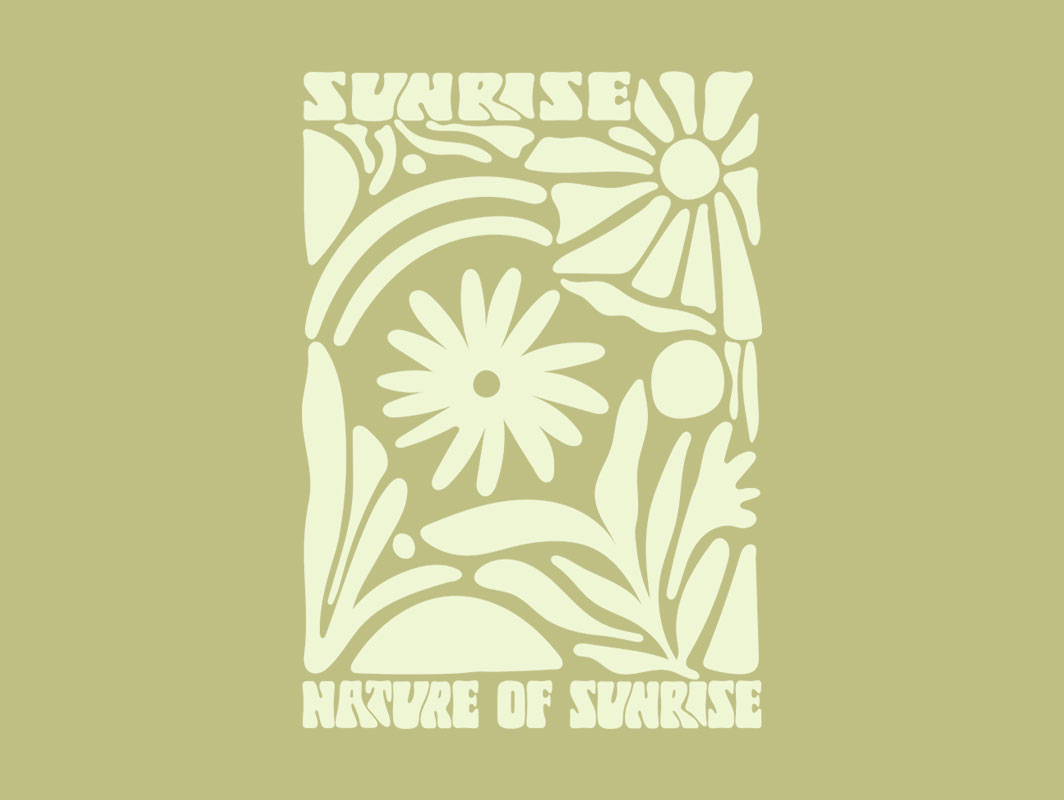 Floral design with sunrise theme.